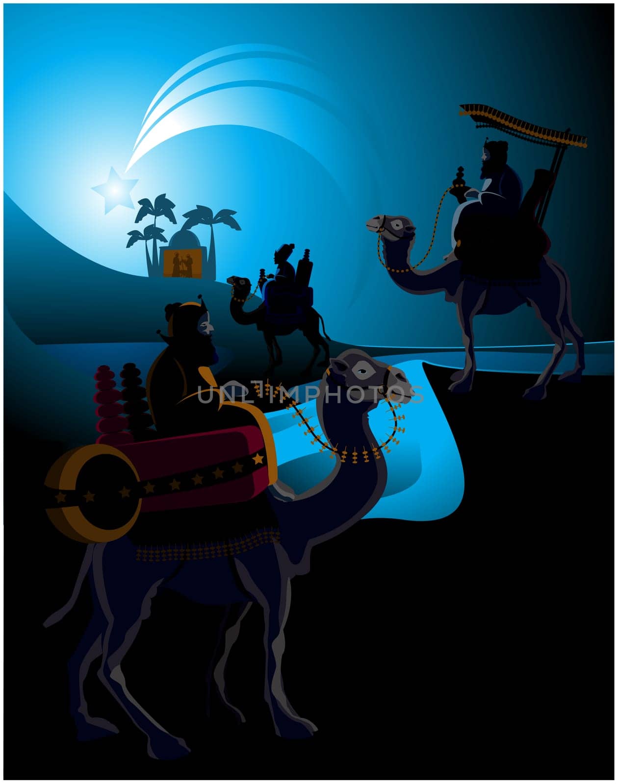 The three wise men and the child Jesus.
