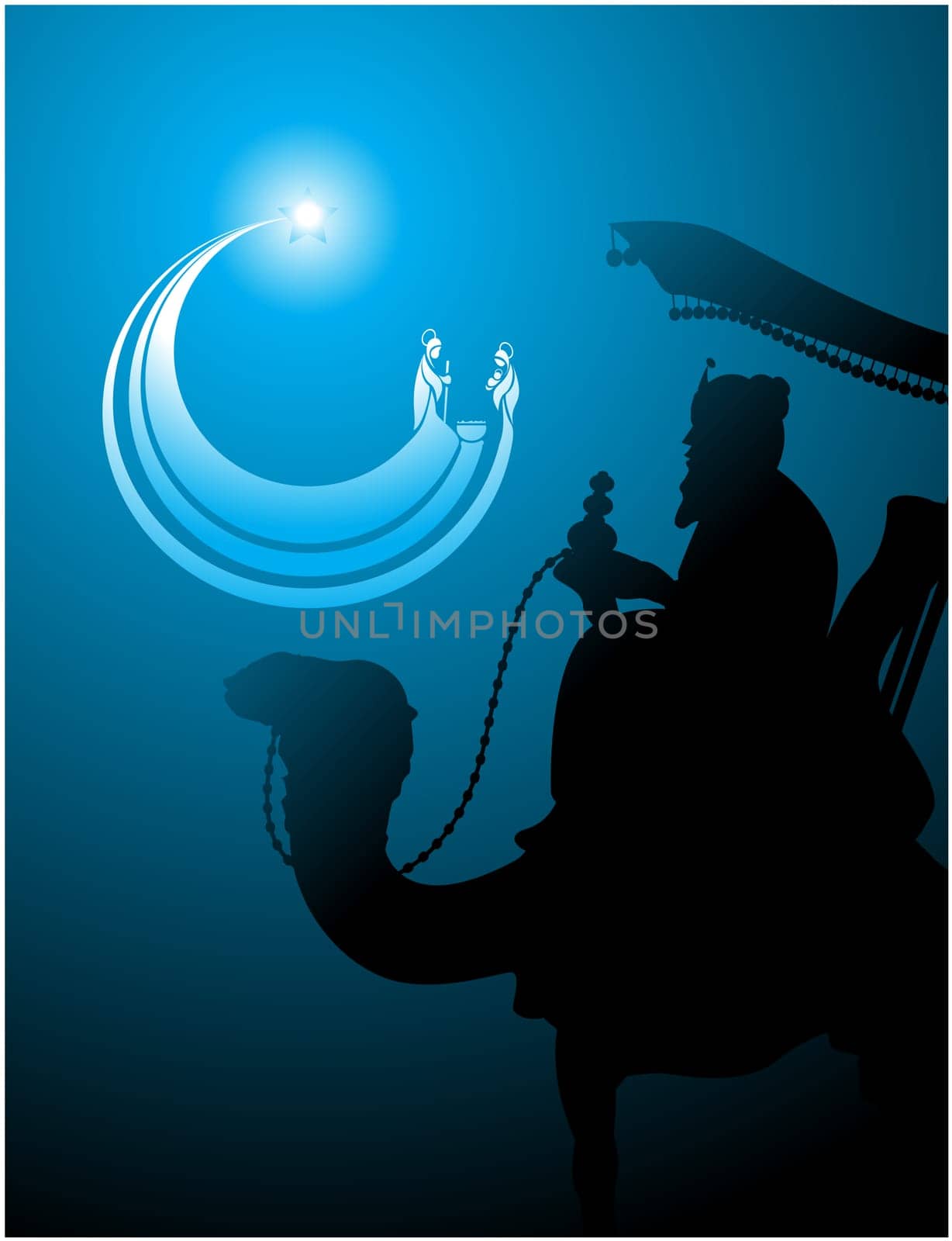 The three wise men and the child Jesus.