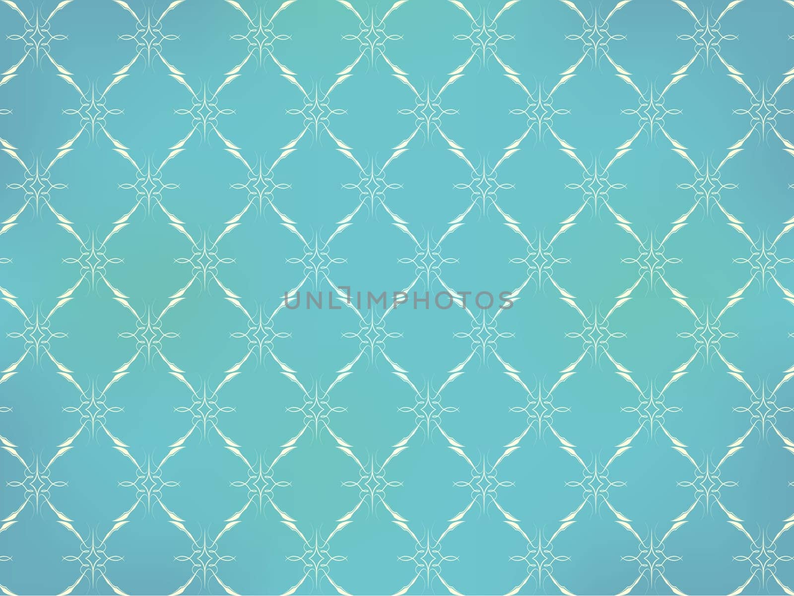 Vintage Wallpaper - Light Ornaments on Turquoise Blue Background