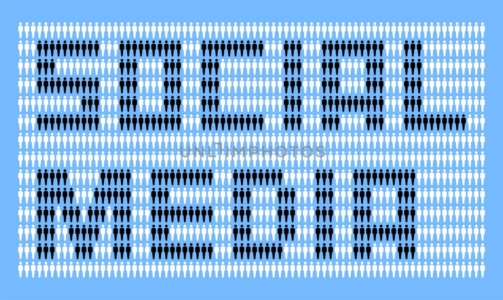 Social media word formed with small human figures on ligth blue background. Vector available.
