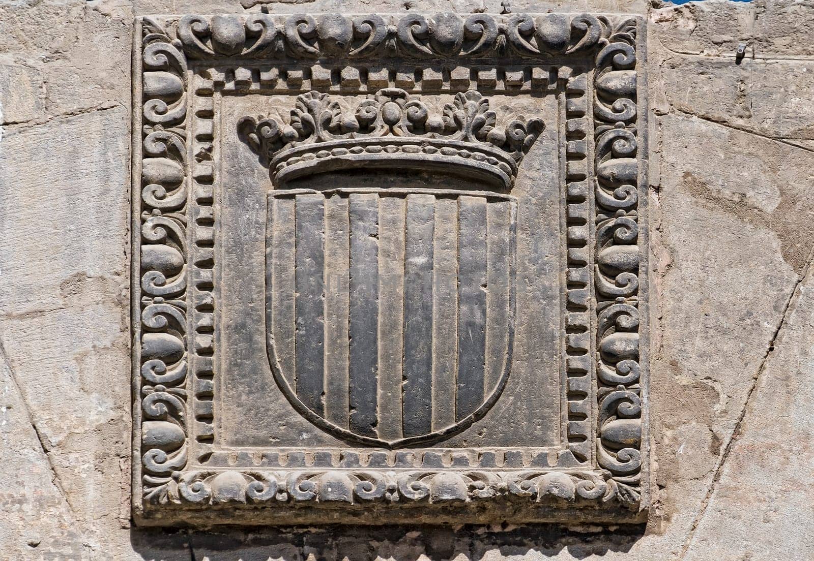 Catalonia Coat of stone. In Barcelona, Spain