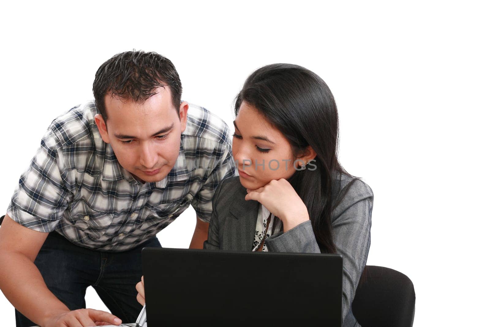 portrait of confident business woman explaining a project to colleague at the office
