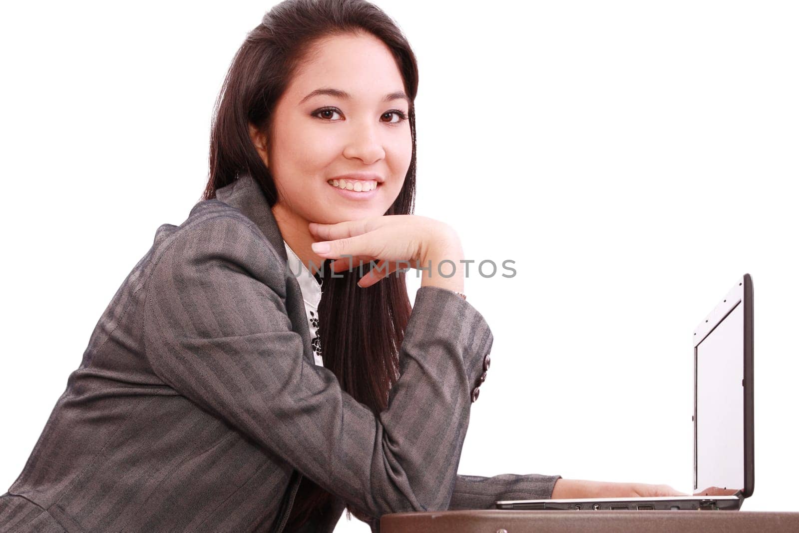 beautiful asian woman using her laptop