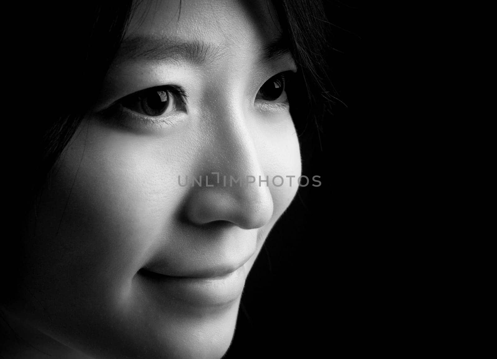 Beautiful eyes and sweet smile of Asian young woman