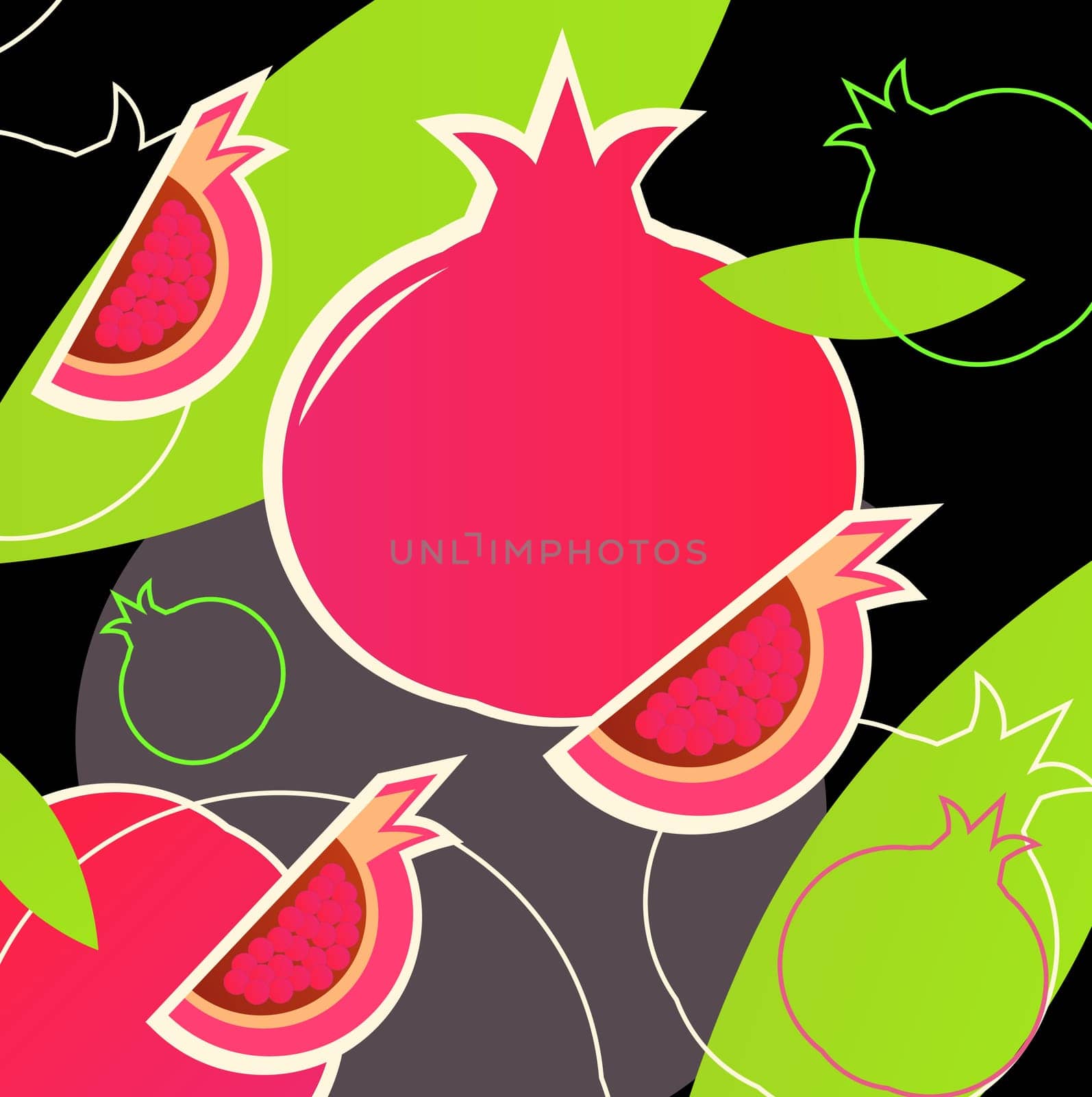 Fresh Pomegranate texture. Retro vector Background or texture.
