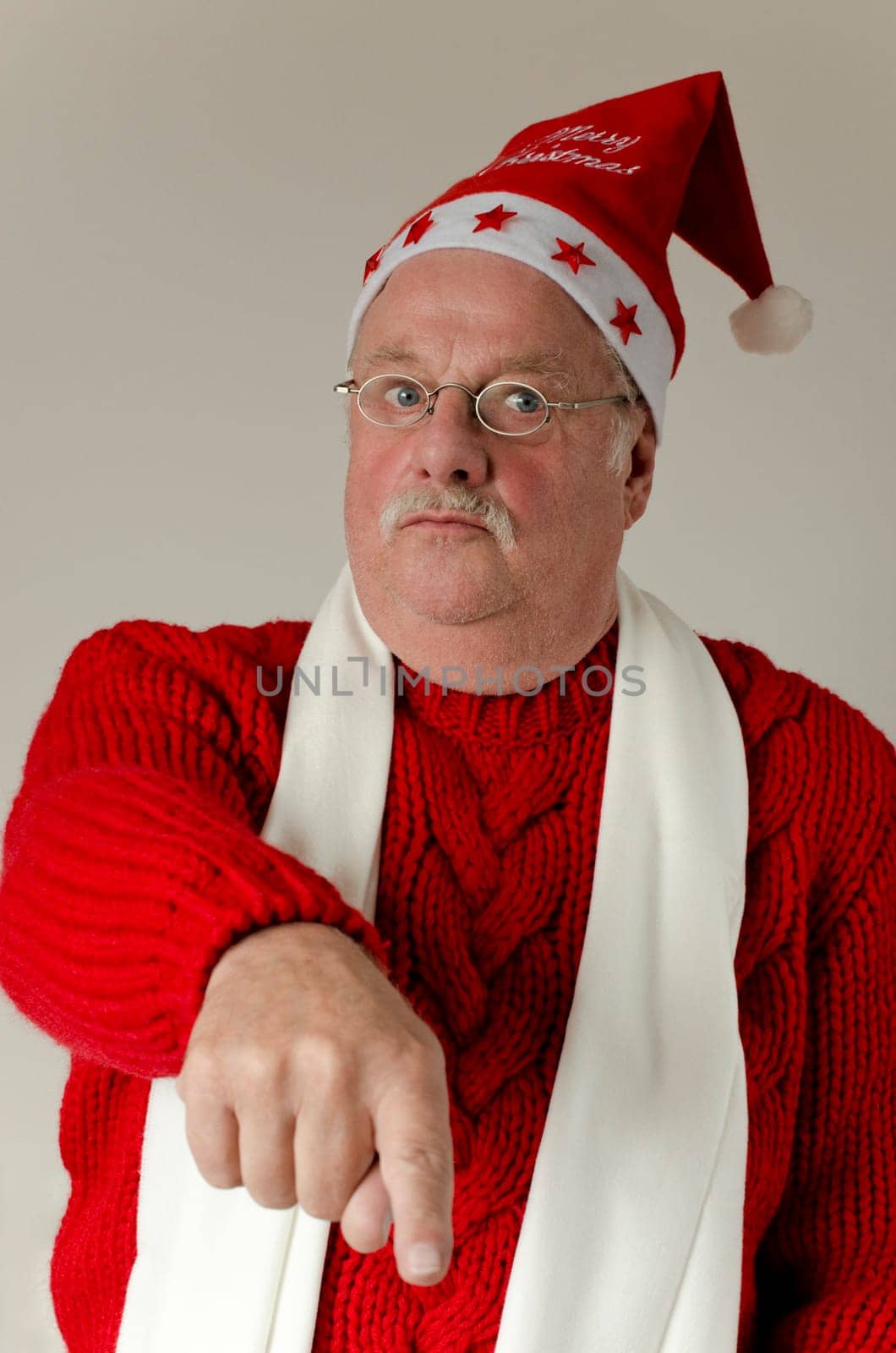 Santa Claus pointing with finger