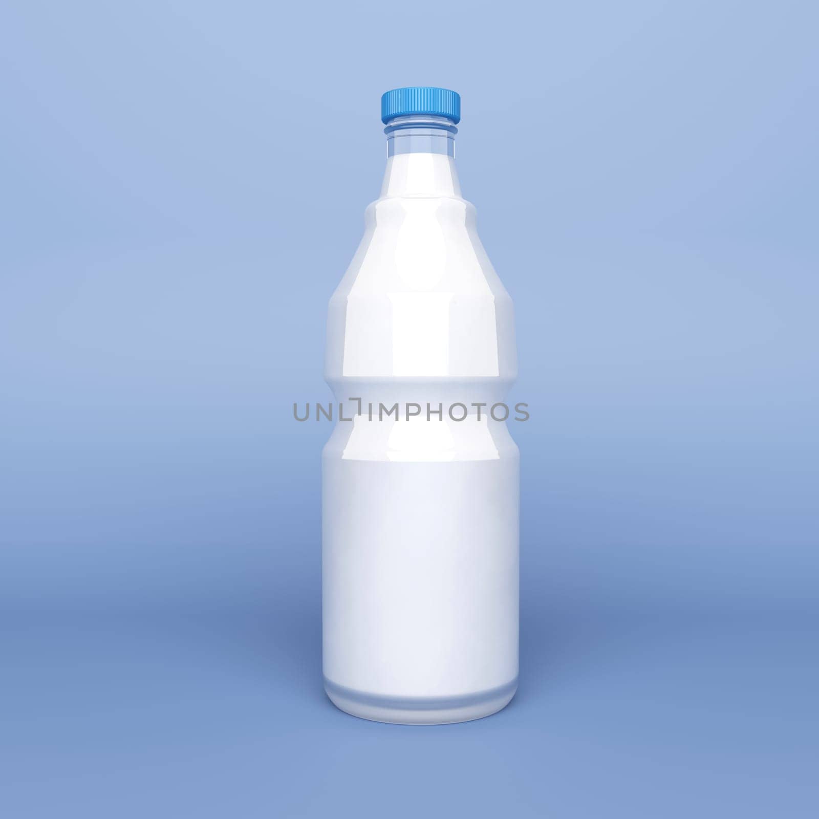 Milk in a glass bottle on blue background