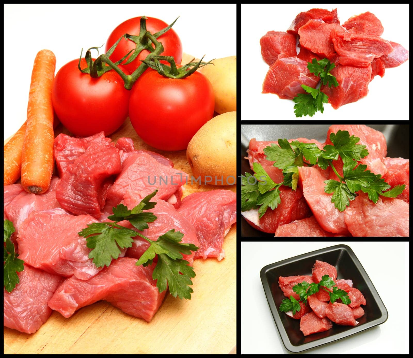 collage of meat