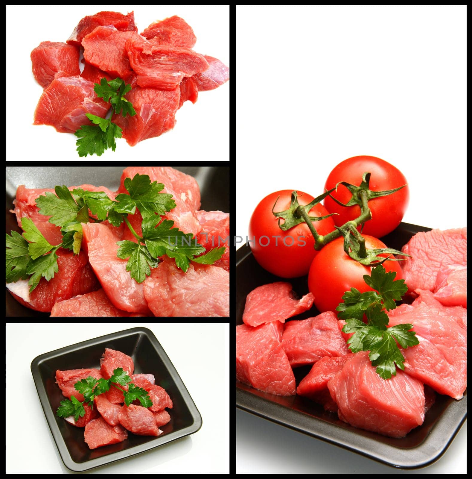 collage of meat