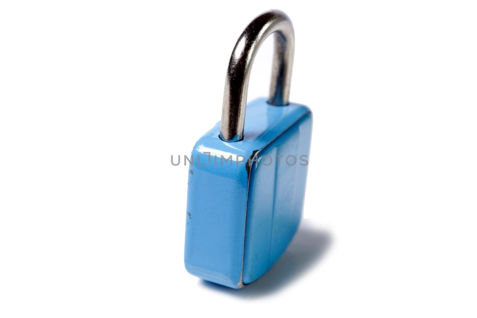 Old padlock on white background