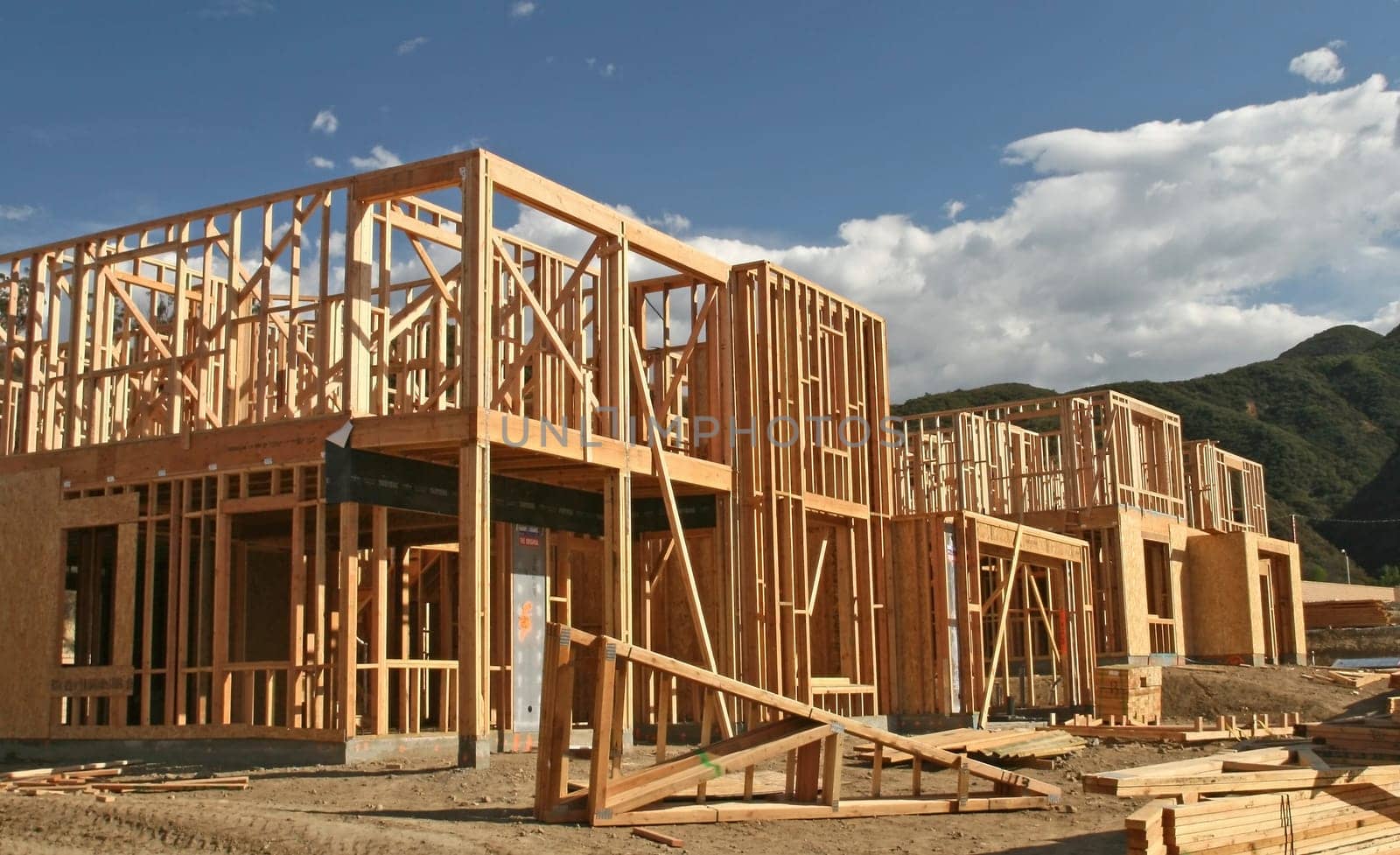 The construction site of new homes being built for a new community