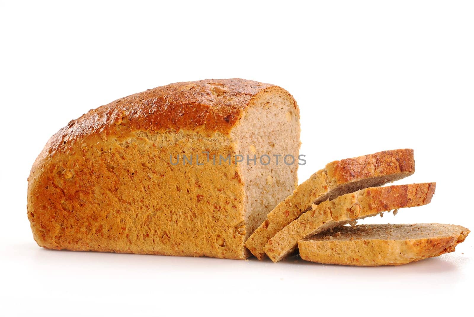 Composition with bread isolated on white