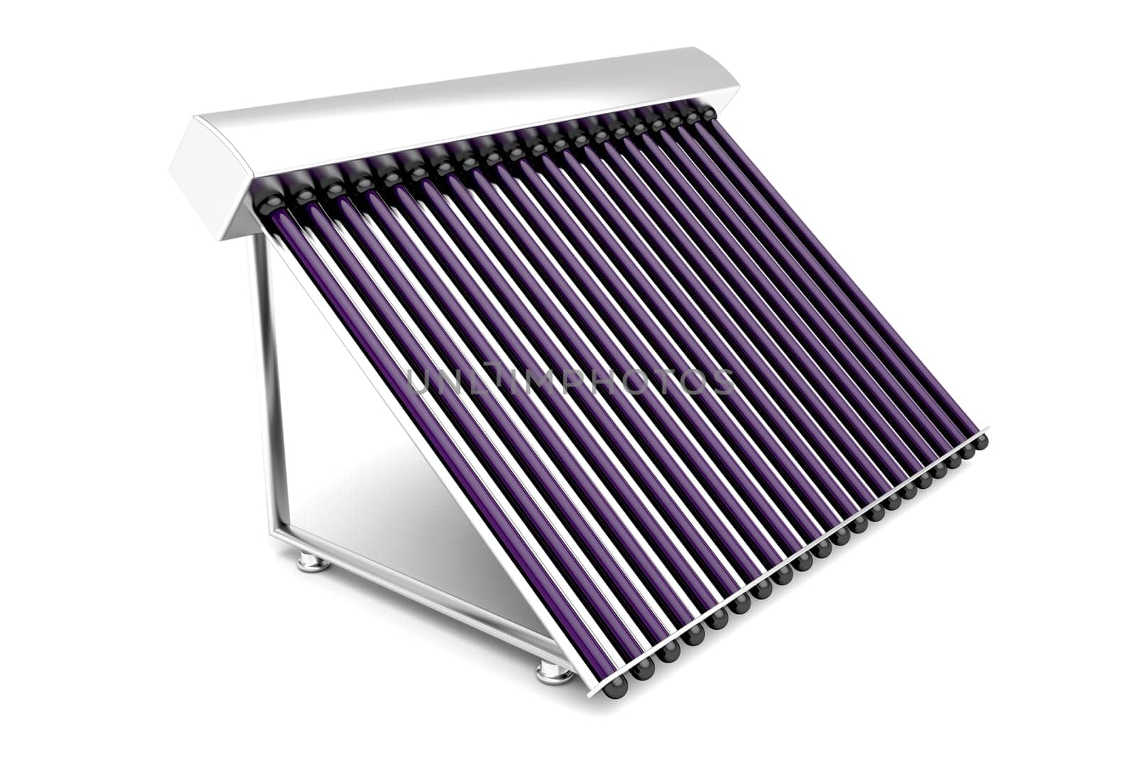 Solar water heater on white background