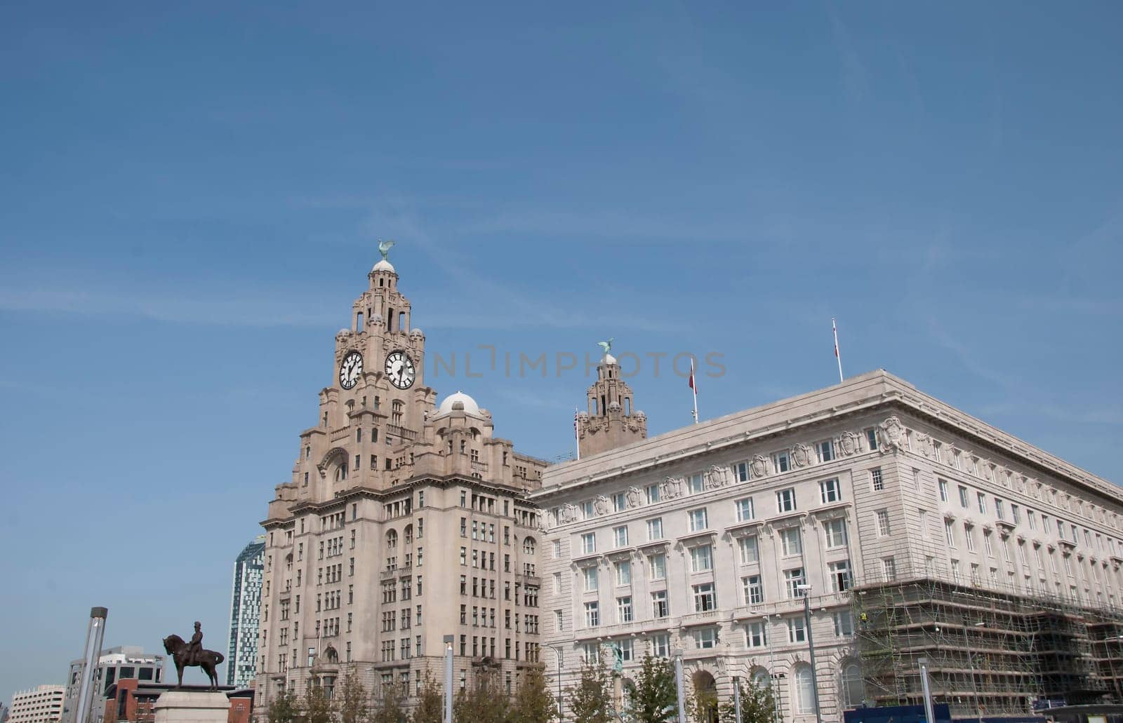 The Historic Liver Building and Canada House in Liverpool England