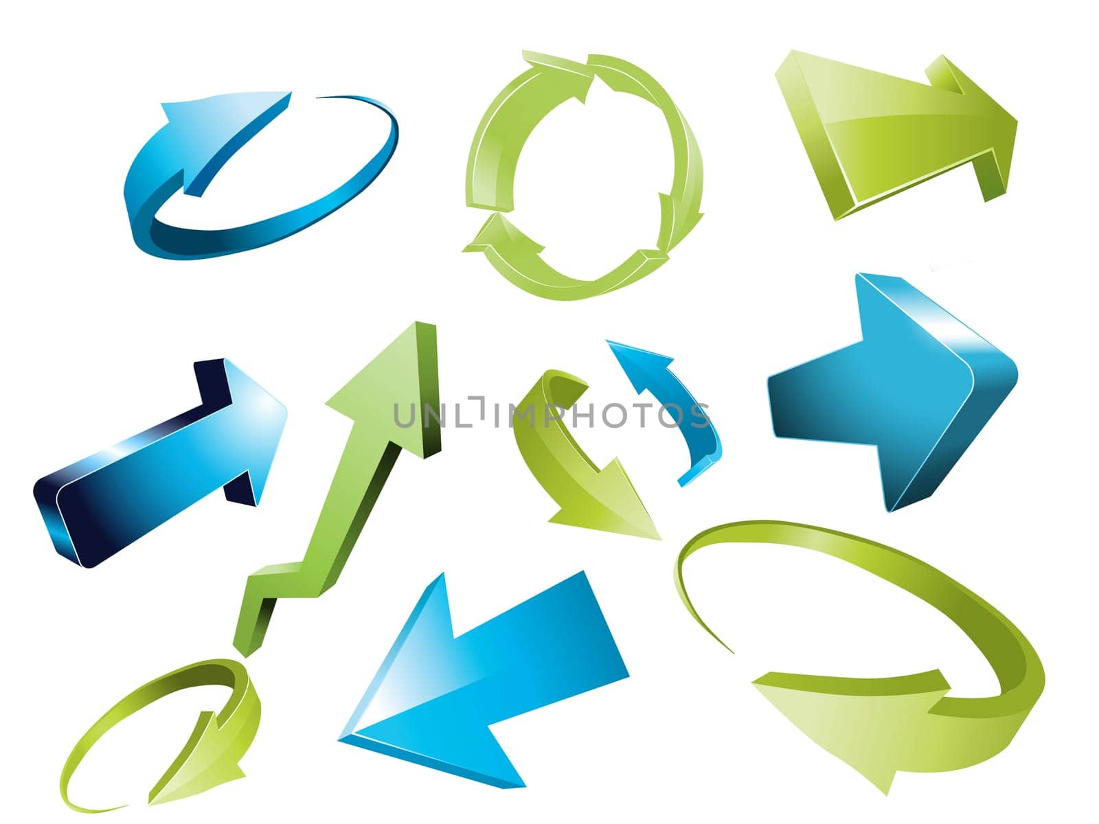 3d arrows, 3d arrow sketchy design elements set