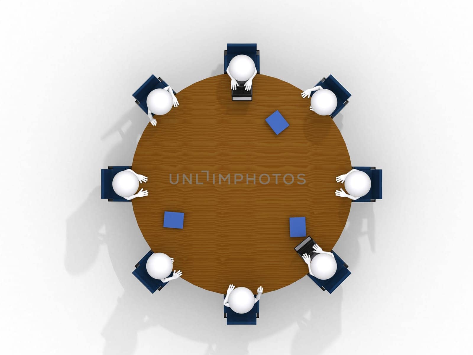 Above view of business team discussing at meeting