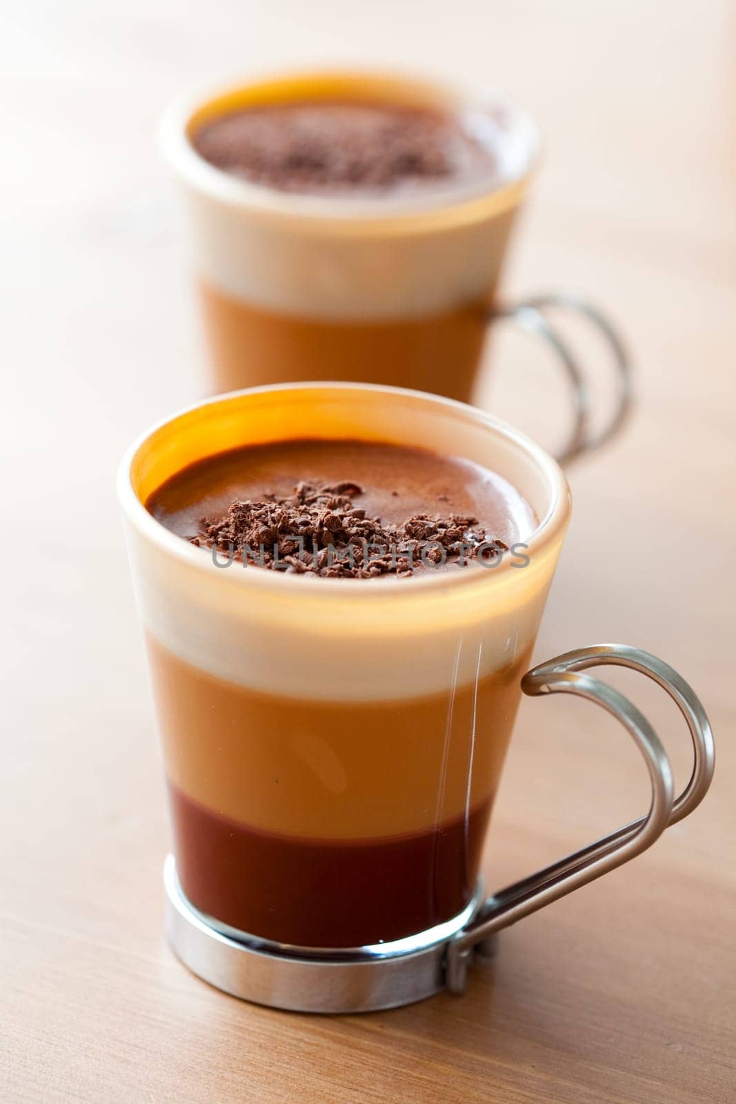 Close-up of delicious hot chocolate with chocolate sprinkles