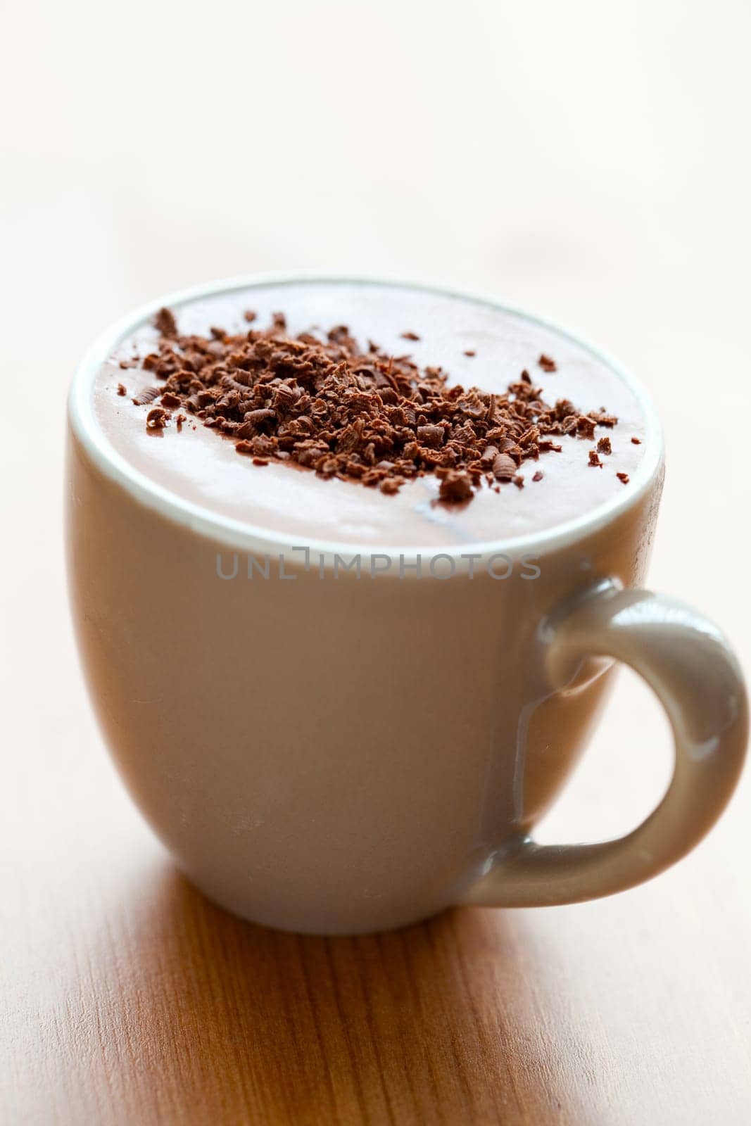 Close-up of delicious hot chocolate with chocolate sprinkles