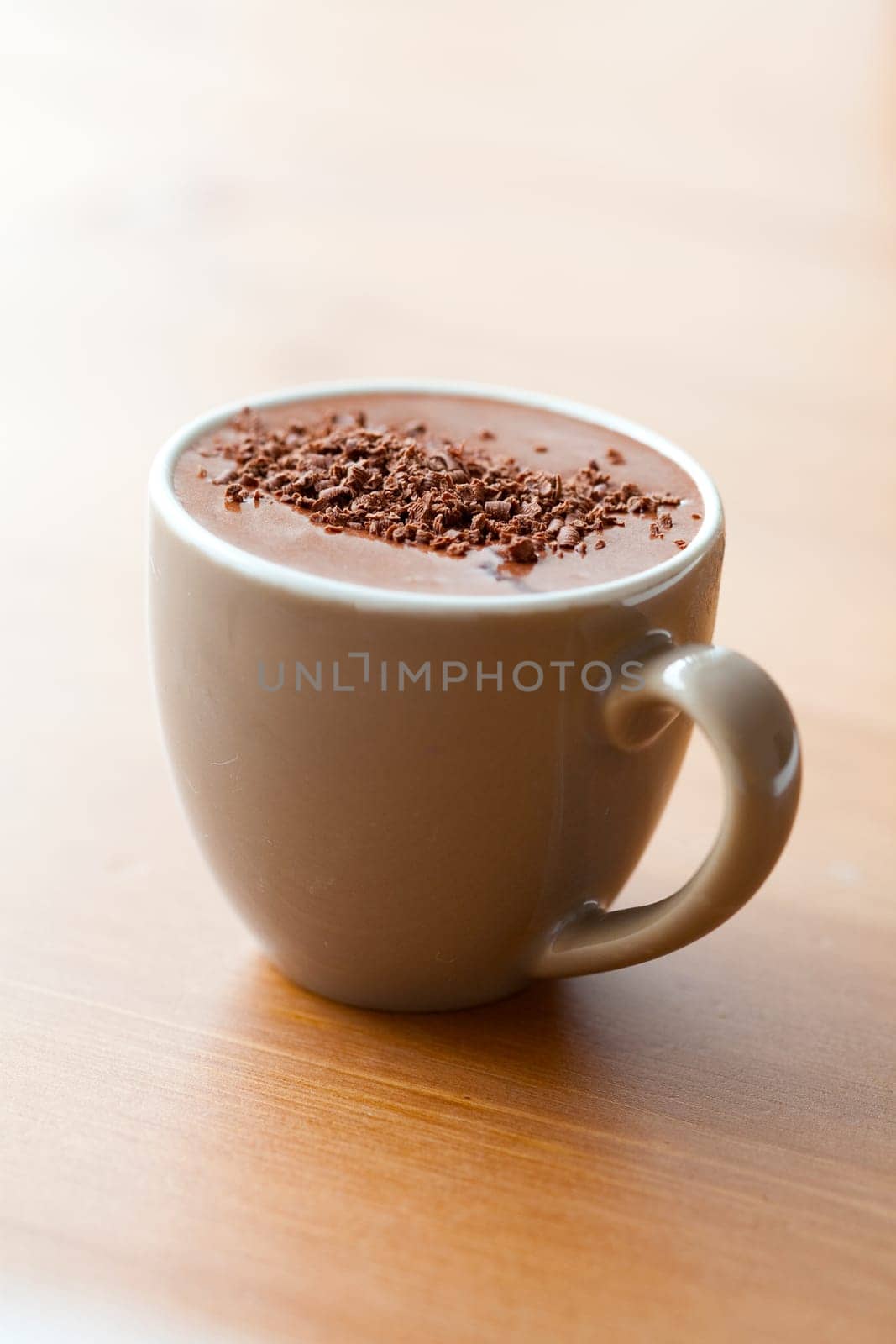 Close-up of delicious hot chocolate with chocolate sprinkles