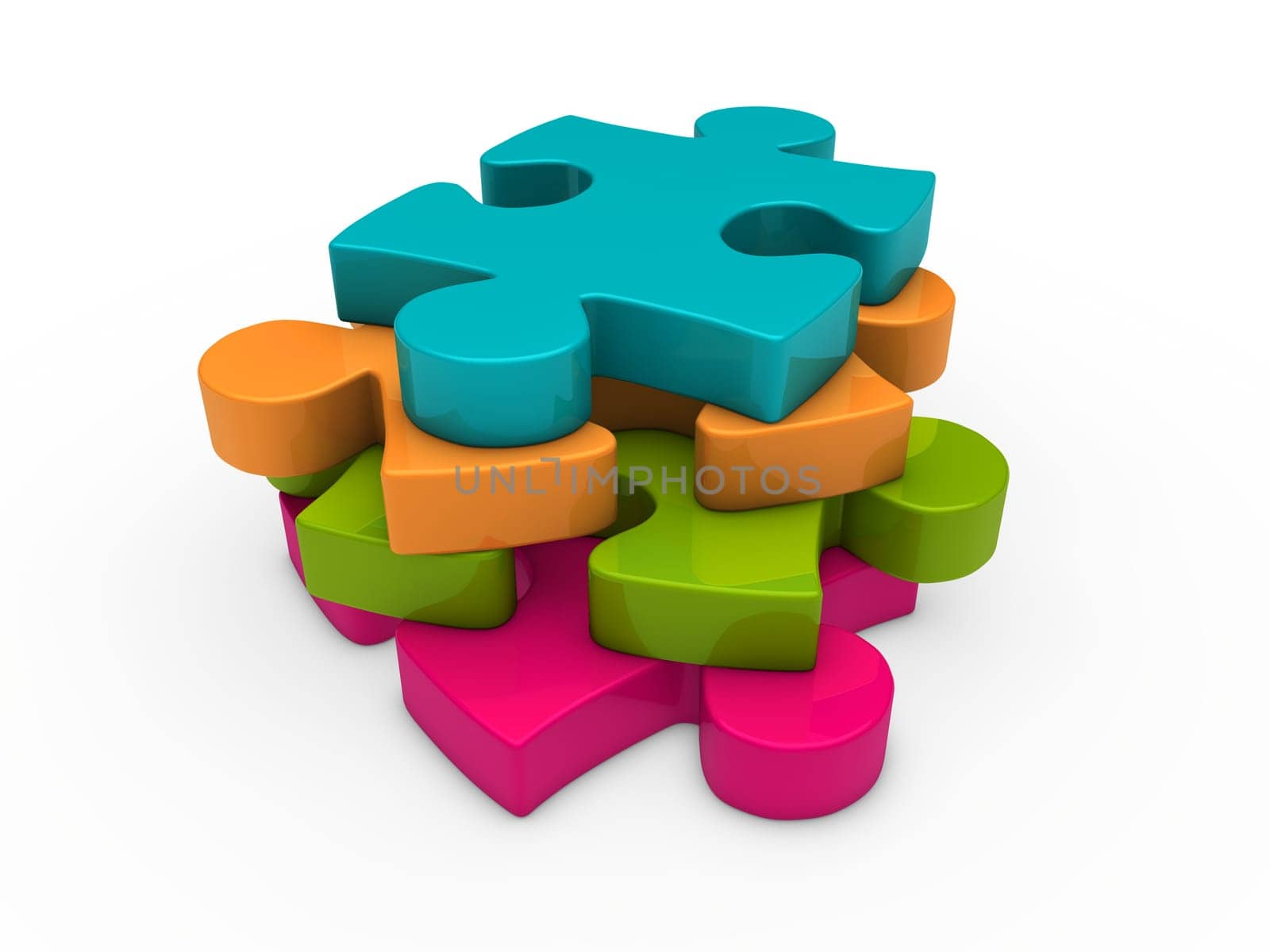 3d puzzle pink green orange blue successive