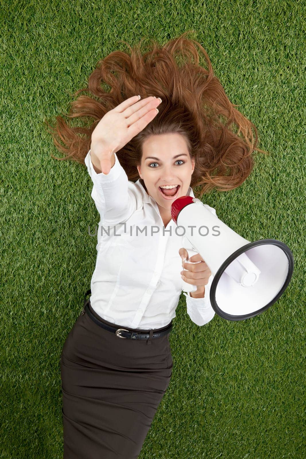 Woman with megaphone