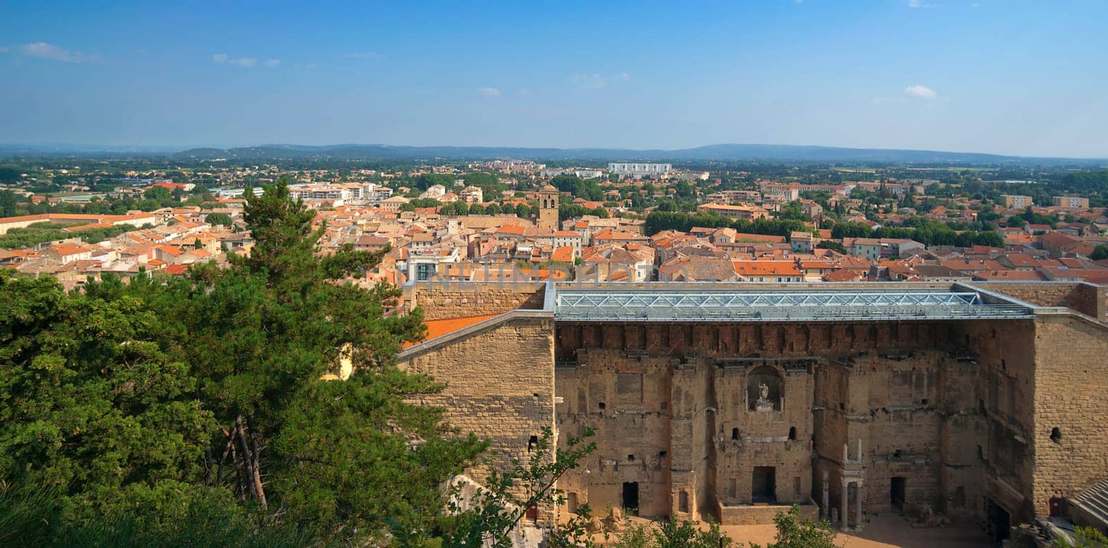 France,South of France,Orange,Panorama Orange,Roman Theatre,Notre Dame Cathedral,Unesco World Heritage Site,Panorama with Roman Theatre