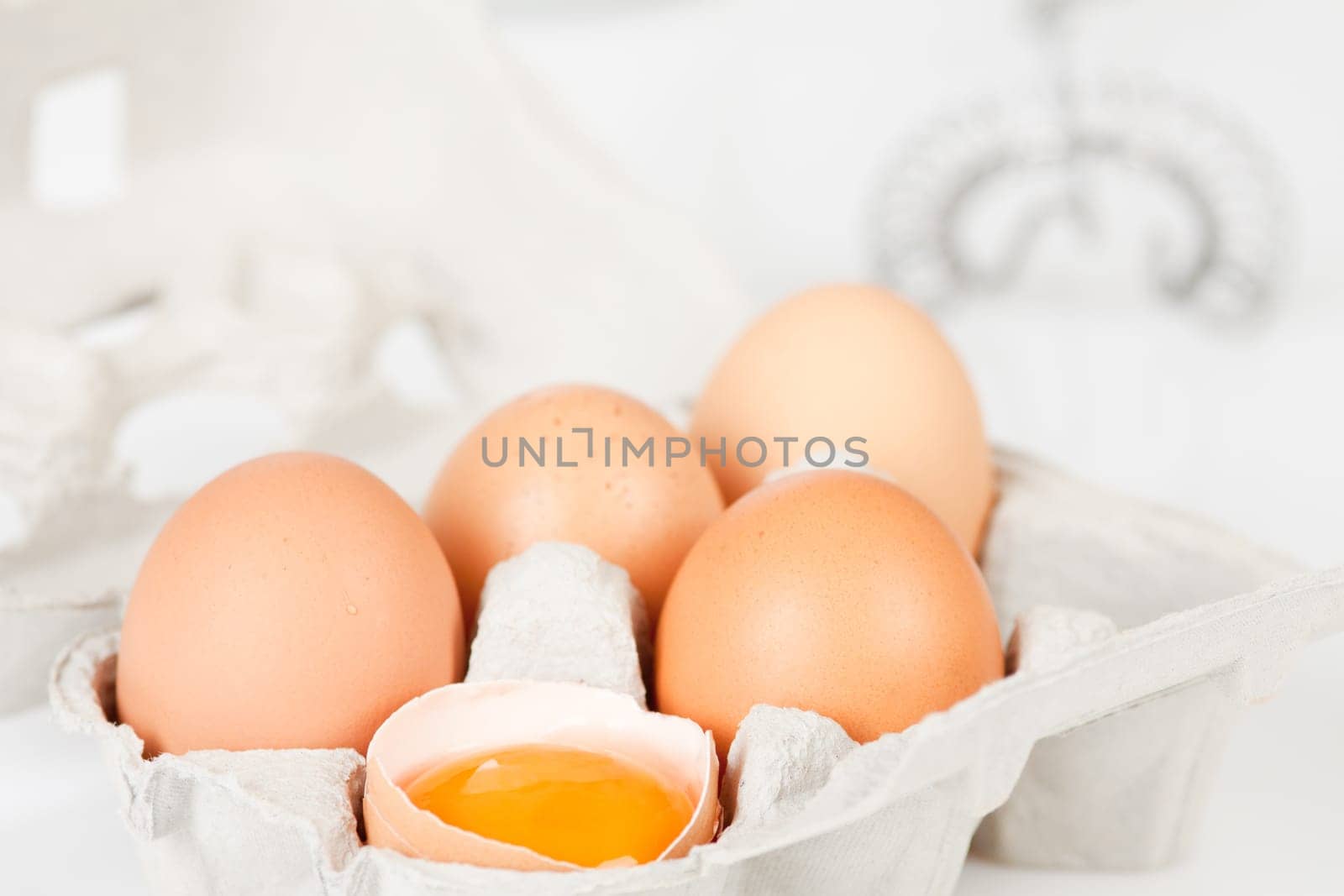 Chicken eggs in egg carton