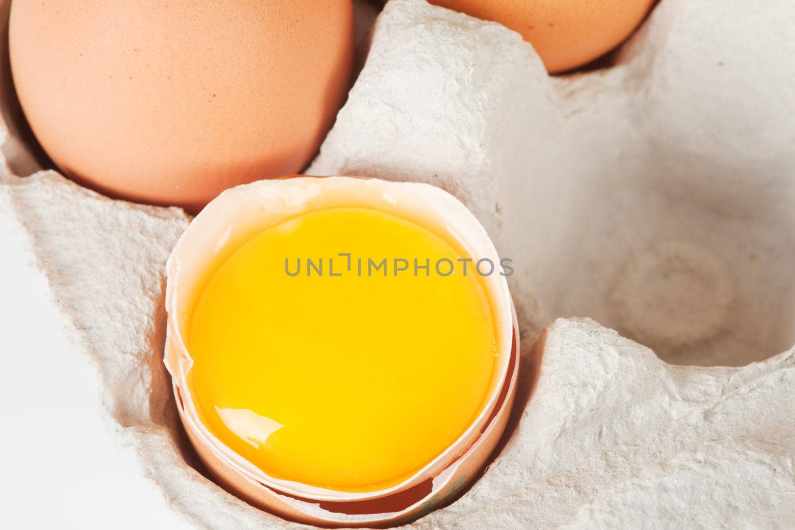 Chicken eggs in egg carton