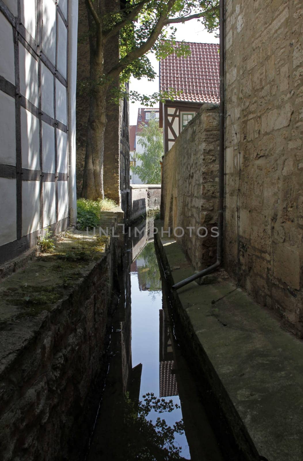Watercourse in the old town of Mühlhausen