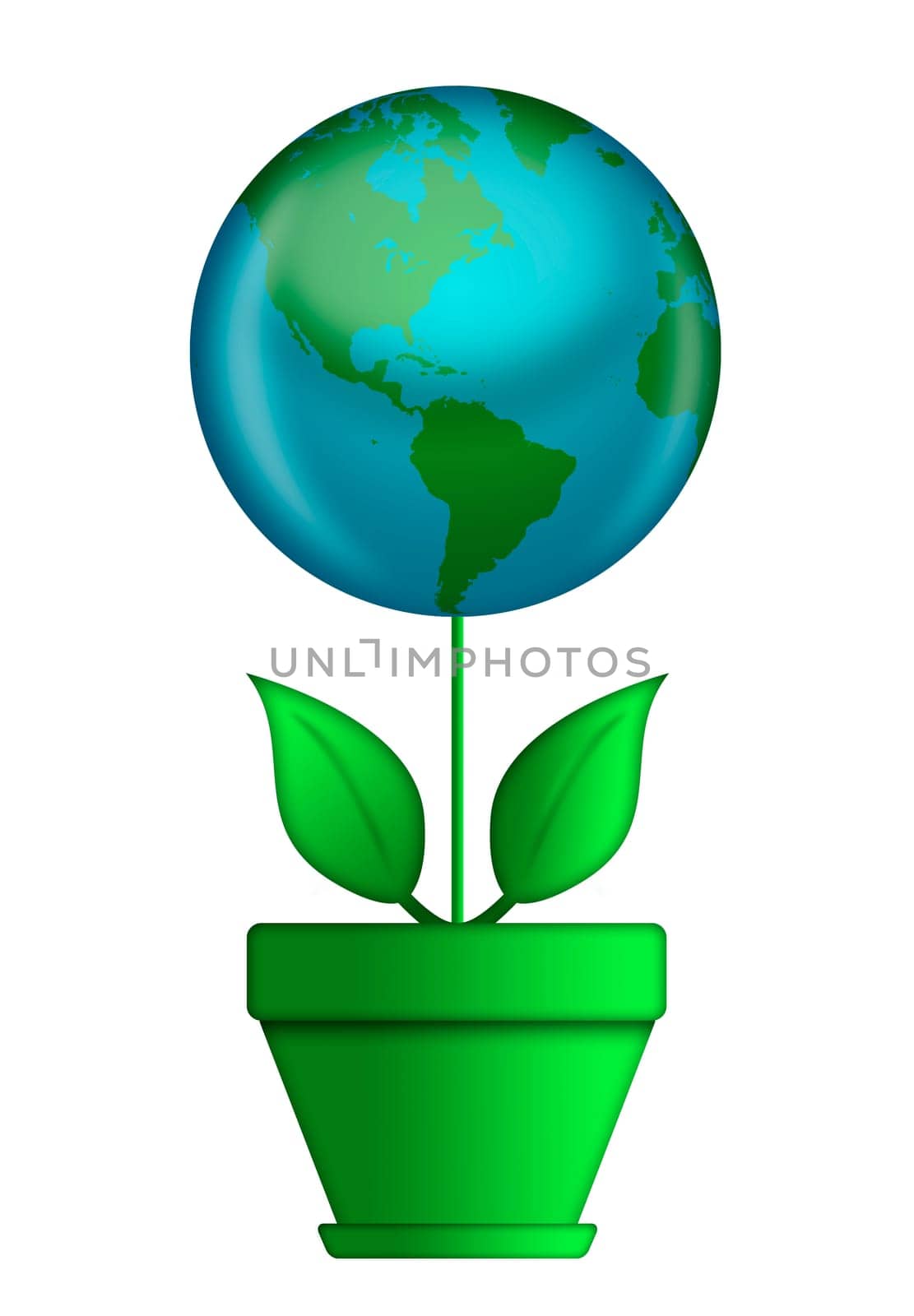 Go Green Save the Planet World Globe in Flower Pot