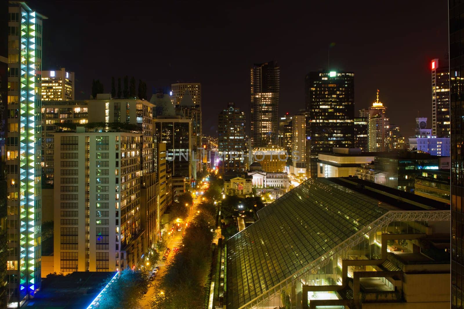 Vancouver BC Canada Cityscape Night Scene View