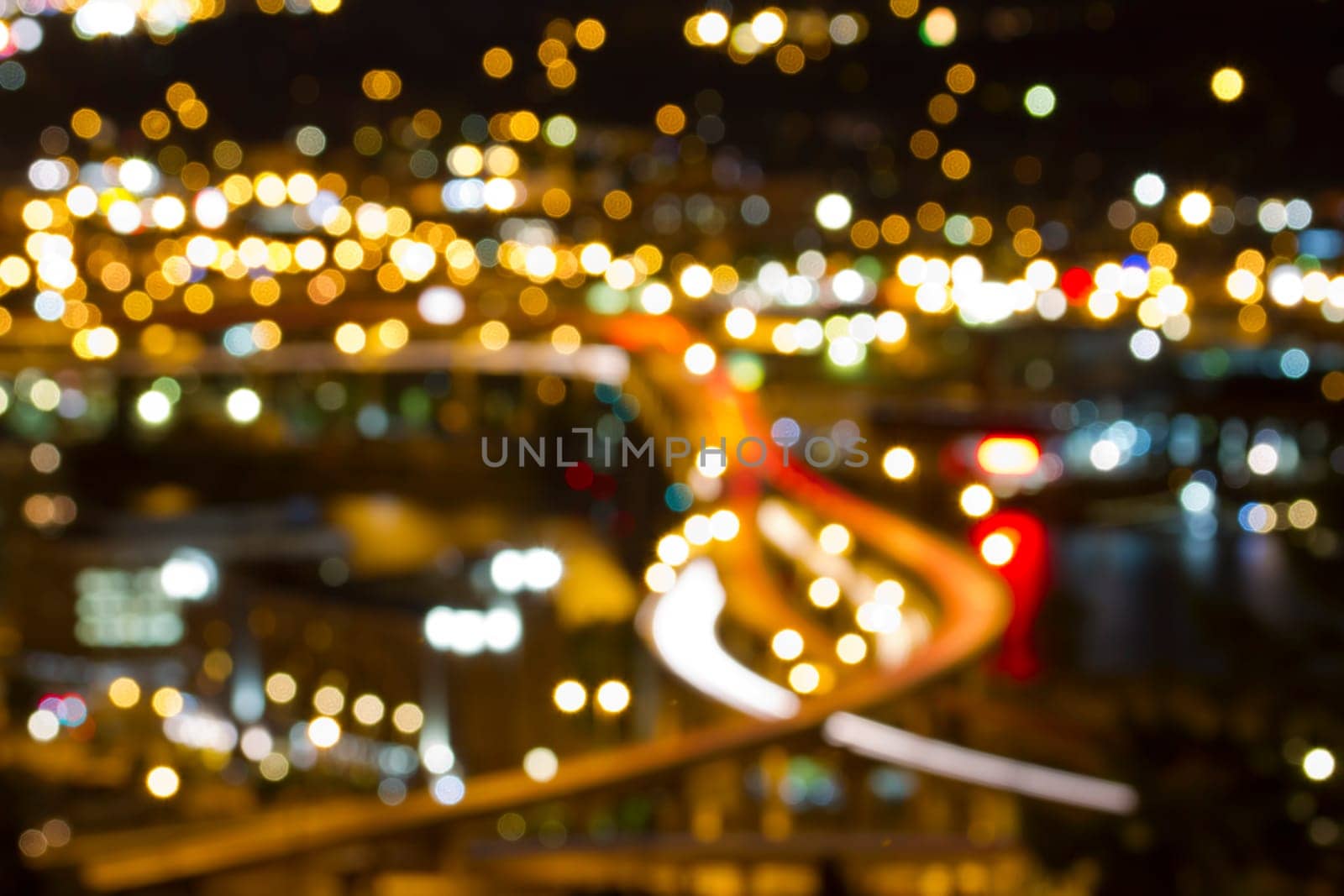 Portland Oregon Out of Focus City Night Lights and Car Trails