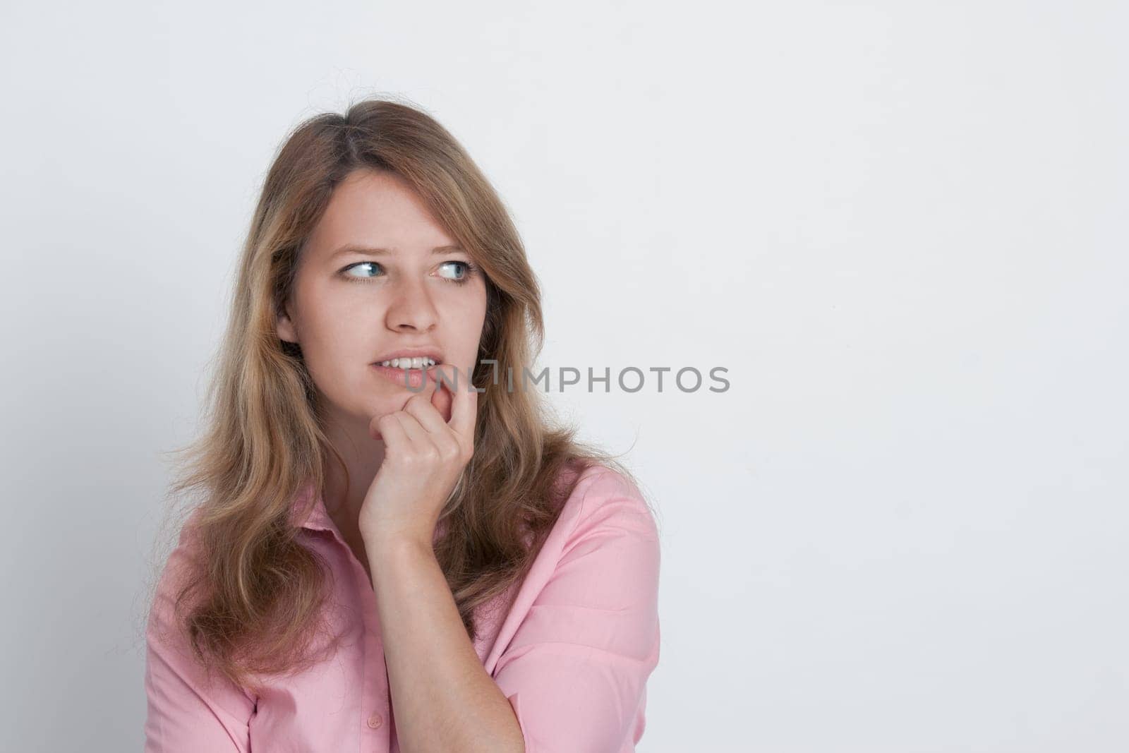 Shy, self-conscious, demure young woman.