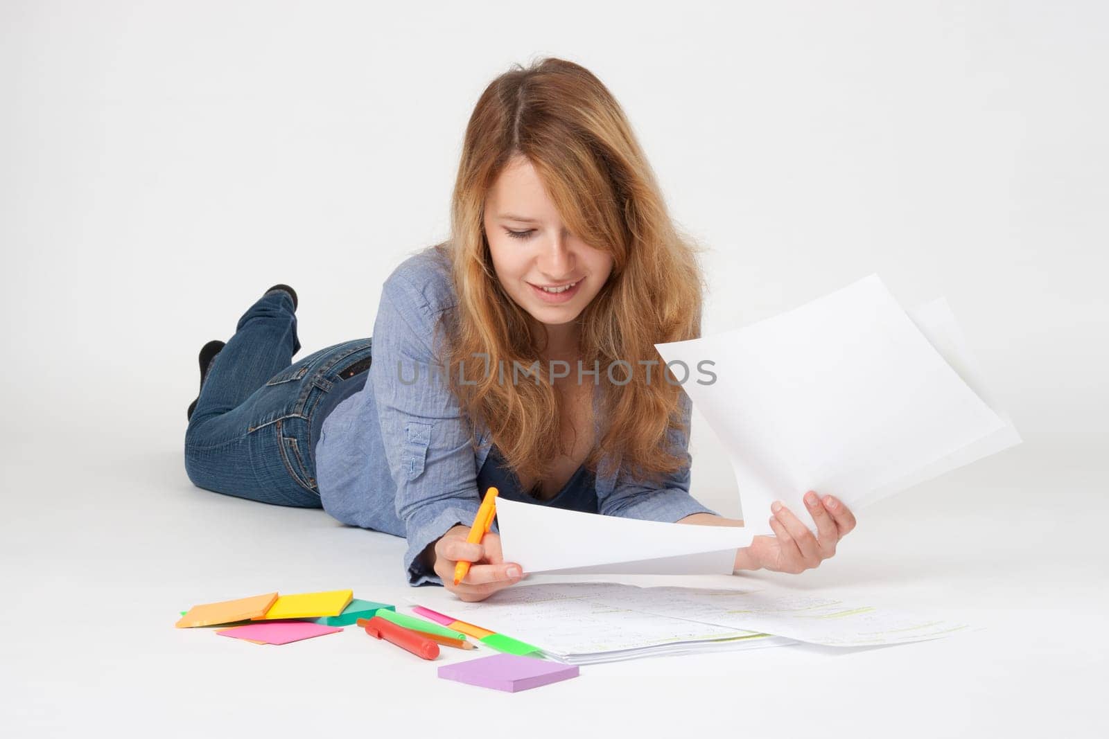 College student studying (swot up) for exam