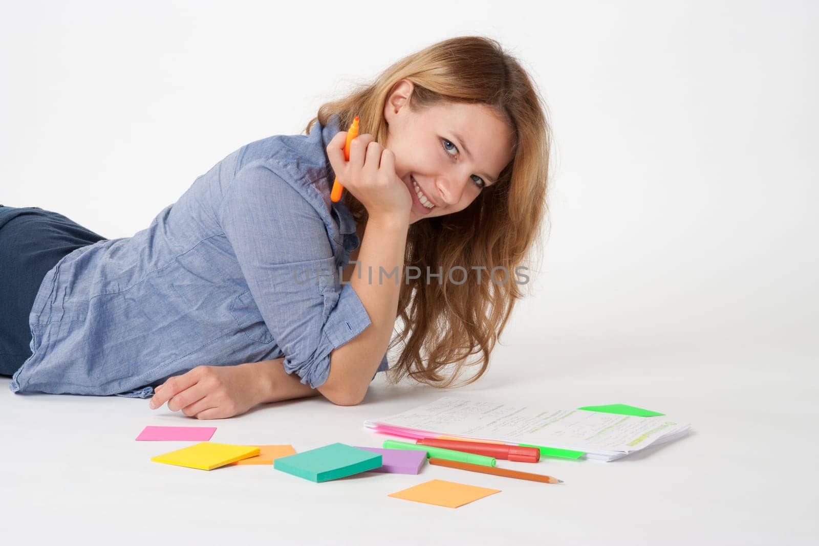 College student studying (swot up) for exam
