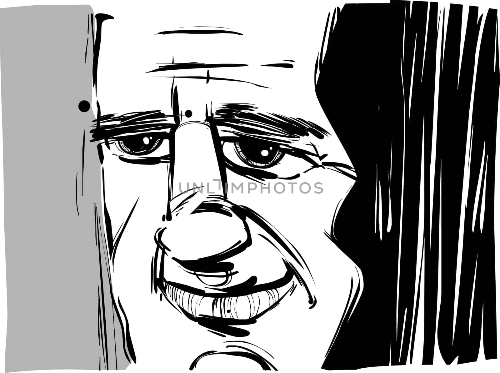smiling man caricature sketch illustration