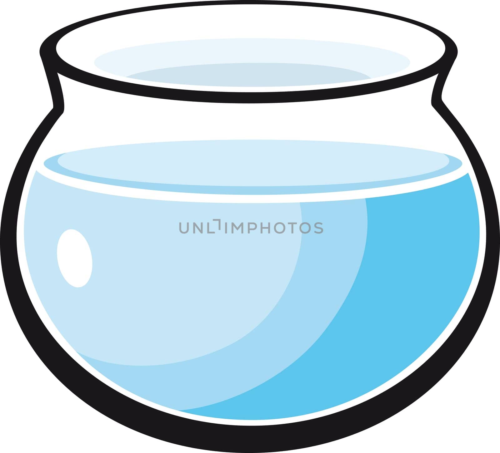cartoon Illustration of fish bowl with water