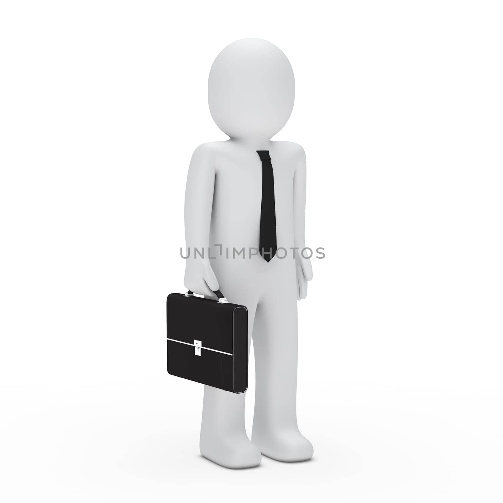 3d business man with tie and briefcase