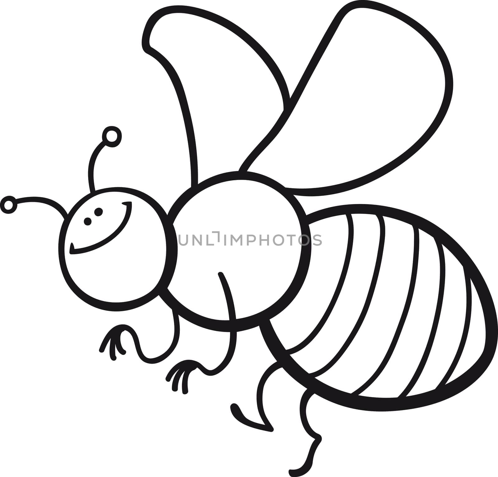 coloring page cartoon illustration of funny bee