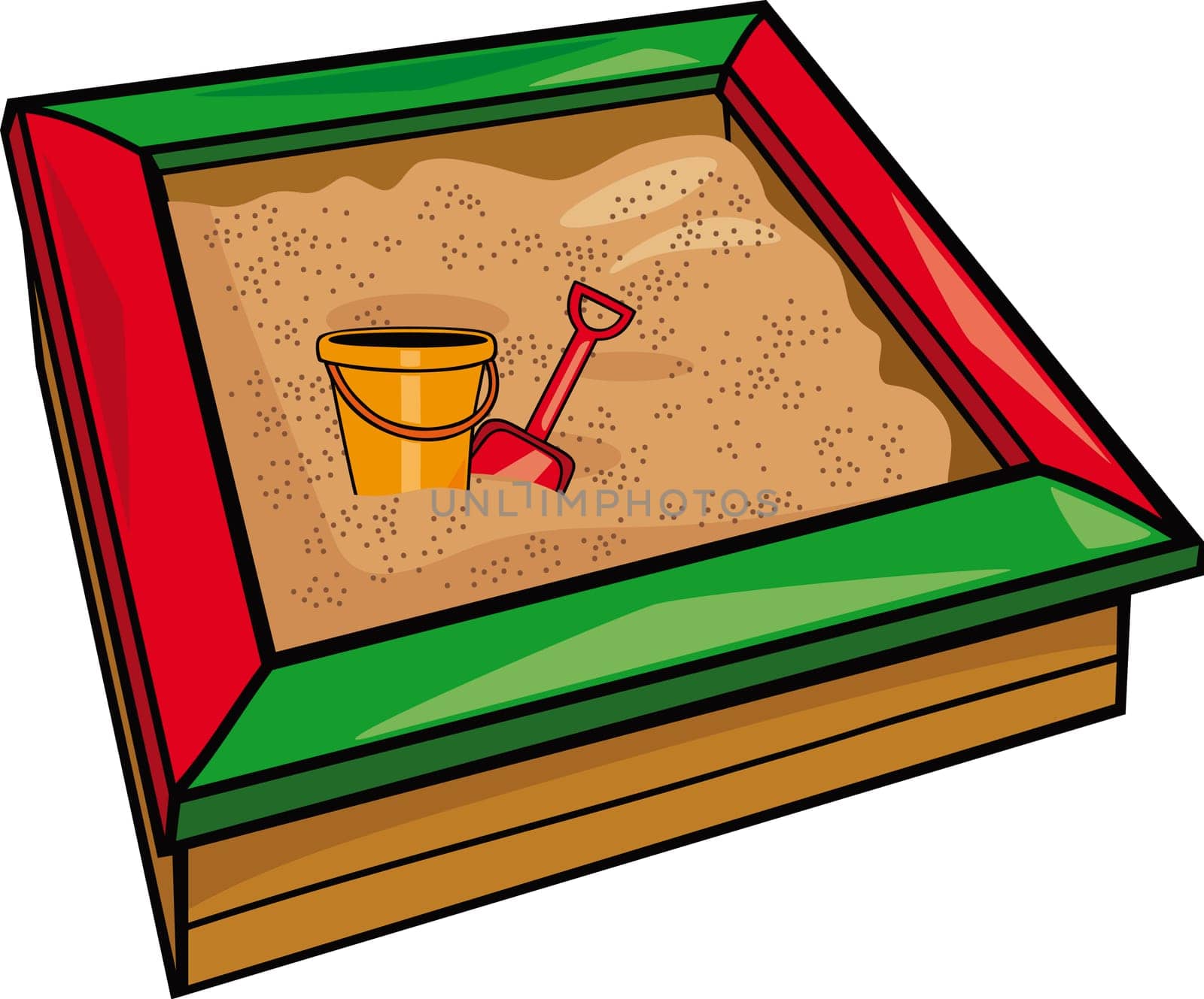 sandbox with toys cartoon illustration