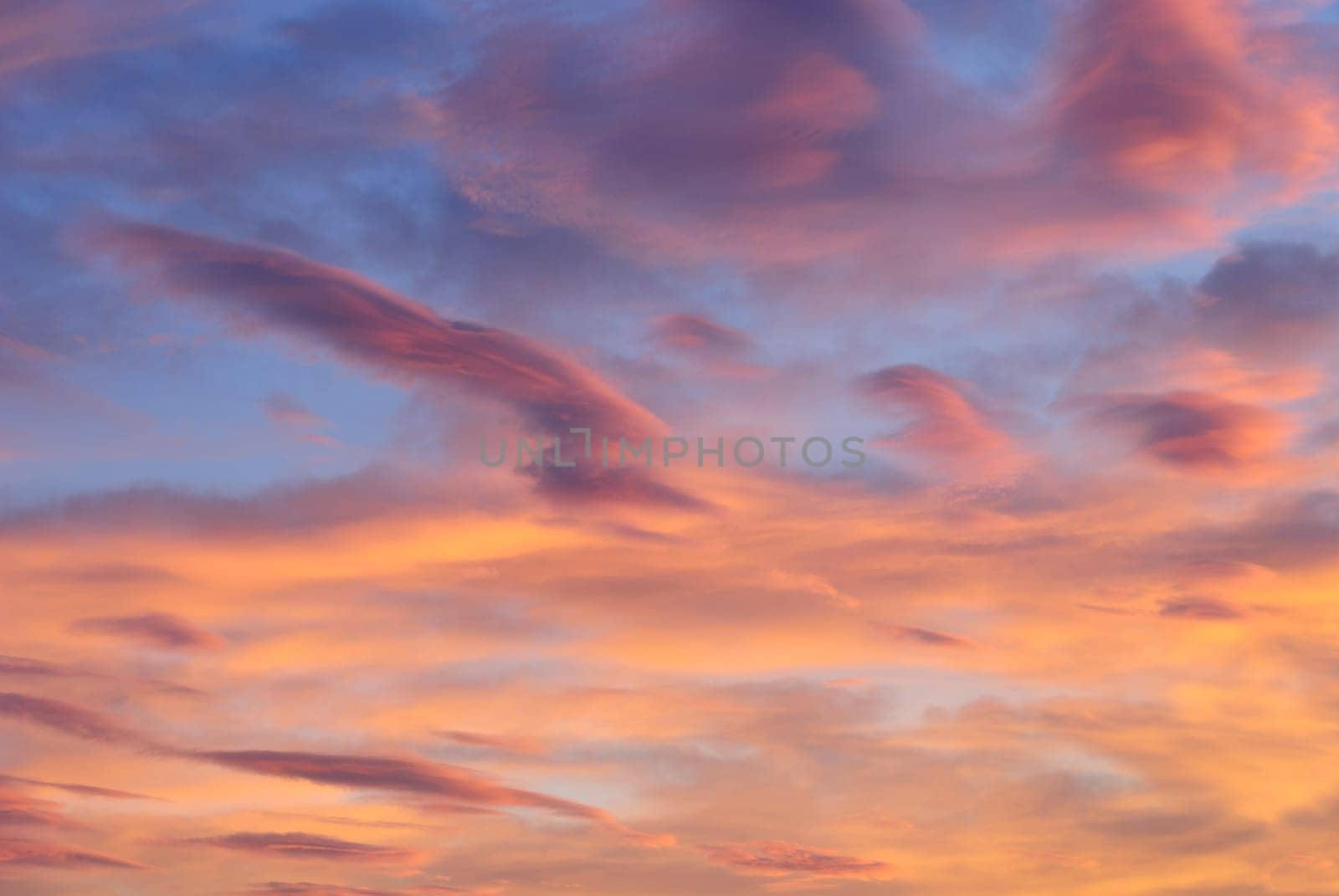sunset orange and purple in genoa italy