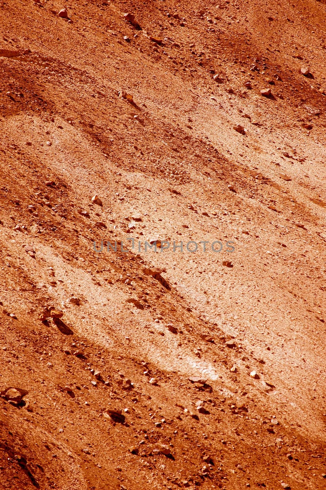 Vertical view of mountain ground, rendered in post production as Mars surface