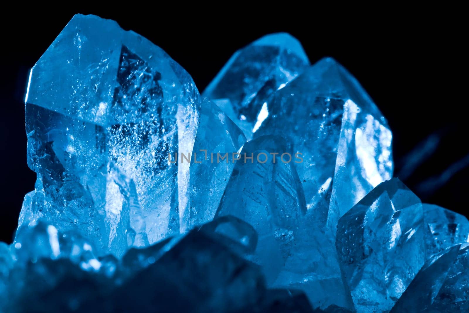 White Blue Glowing Rock Crystal Quartz with Backlight