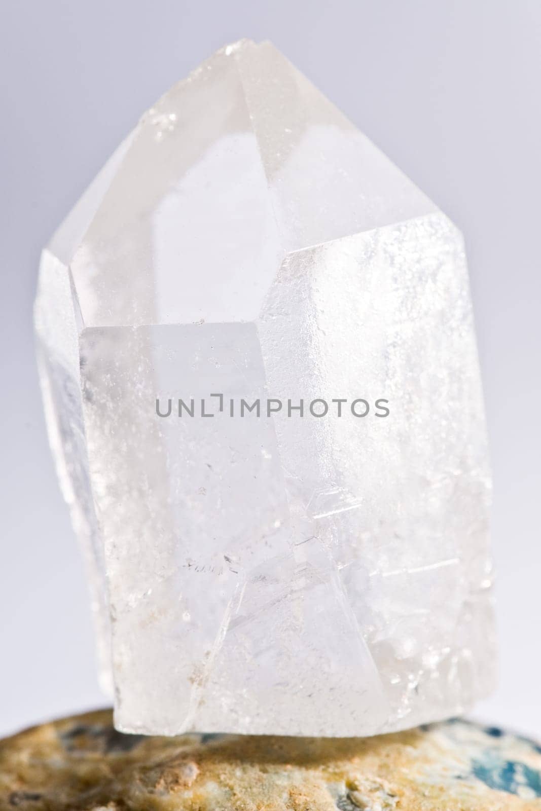White Glowing Rock Crystal Quartz with White Background