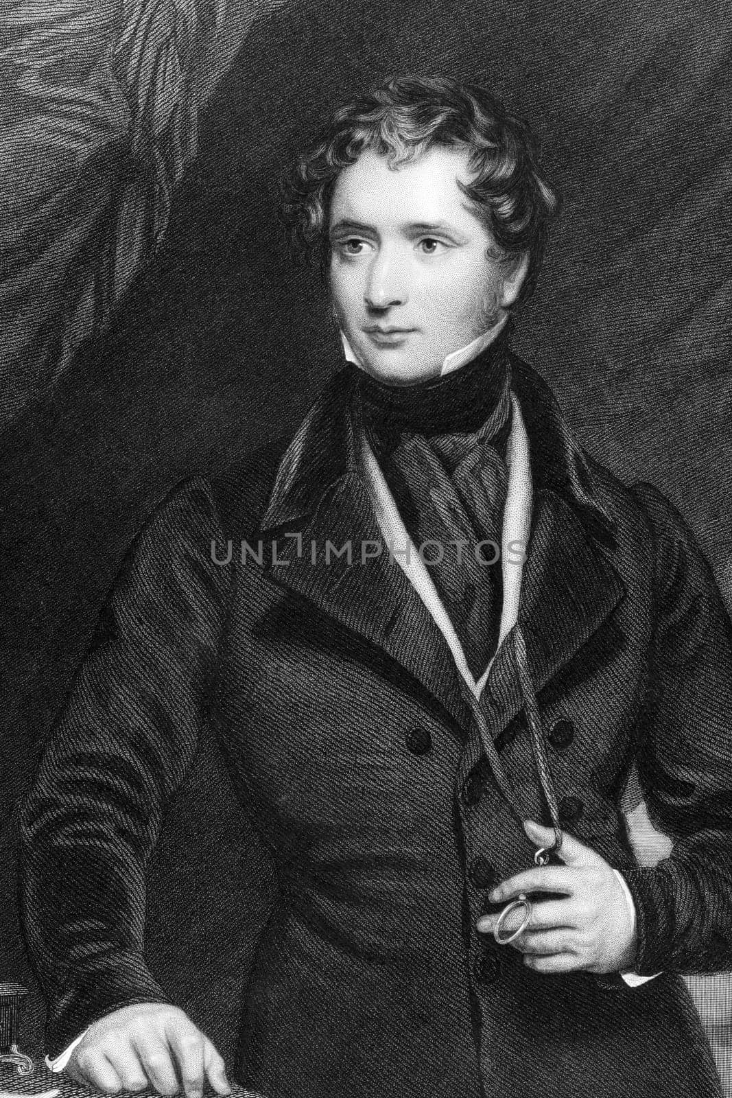 Edward Stanley, 15th Earl of Derby (1826-1893) on engraving from 1837. British statesman. Engraved by Mote after a painting by Briggs and published by G.Virtue.