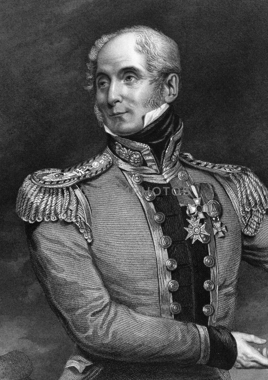 Alexander Fraser, 17th Lord Saltoun (1785-1853) on engraving from 1837. Scottish representative peer and a British Army general. Engraved by W.H.Mote after a painting by T.Lawrence and published by G.Virtue.