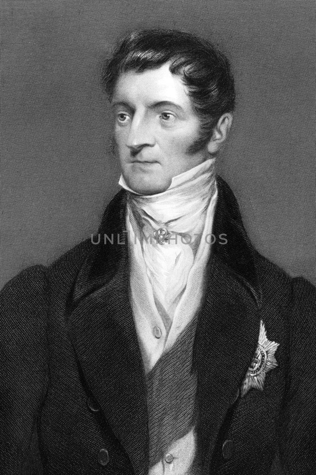 John Manners, 5th Duke of Rutland (1778-1857) on engraving from 1837. British British peer. Engraved by J.Brown after a painting by Robson and published by G.Virtue.