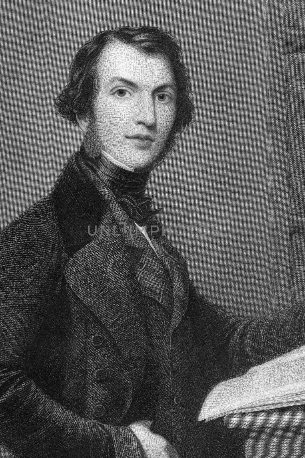 William Ewart Gladstone (1809-1898) on engraving from 1837. British Liberal statesman. Engraved by W.H.Mote after a painting by Severn and published by G.Virtue.