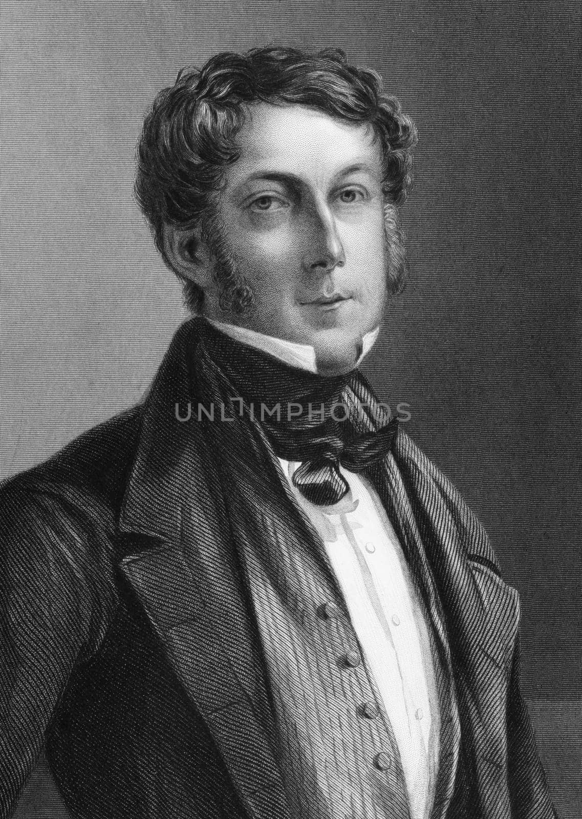 William Eliot, 4th Earl of St Germans (1829-1881) on engraving from 1800s. British diplomat and Liberal politician. Engraved by W.J.Edwards after a painting by S.Bendixen and published by G.Virtue.