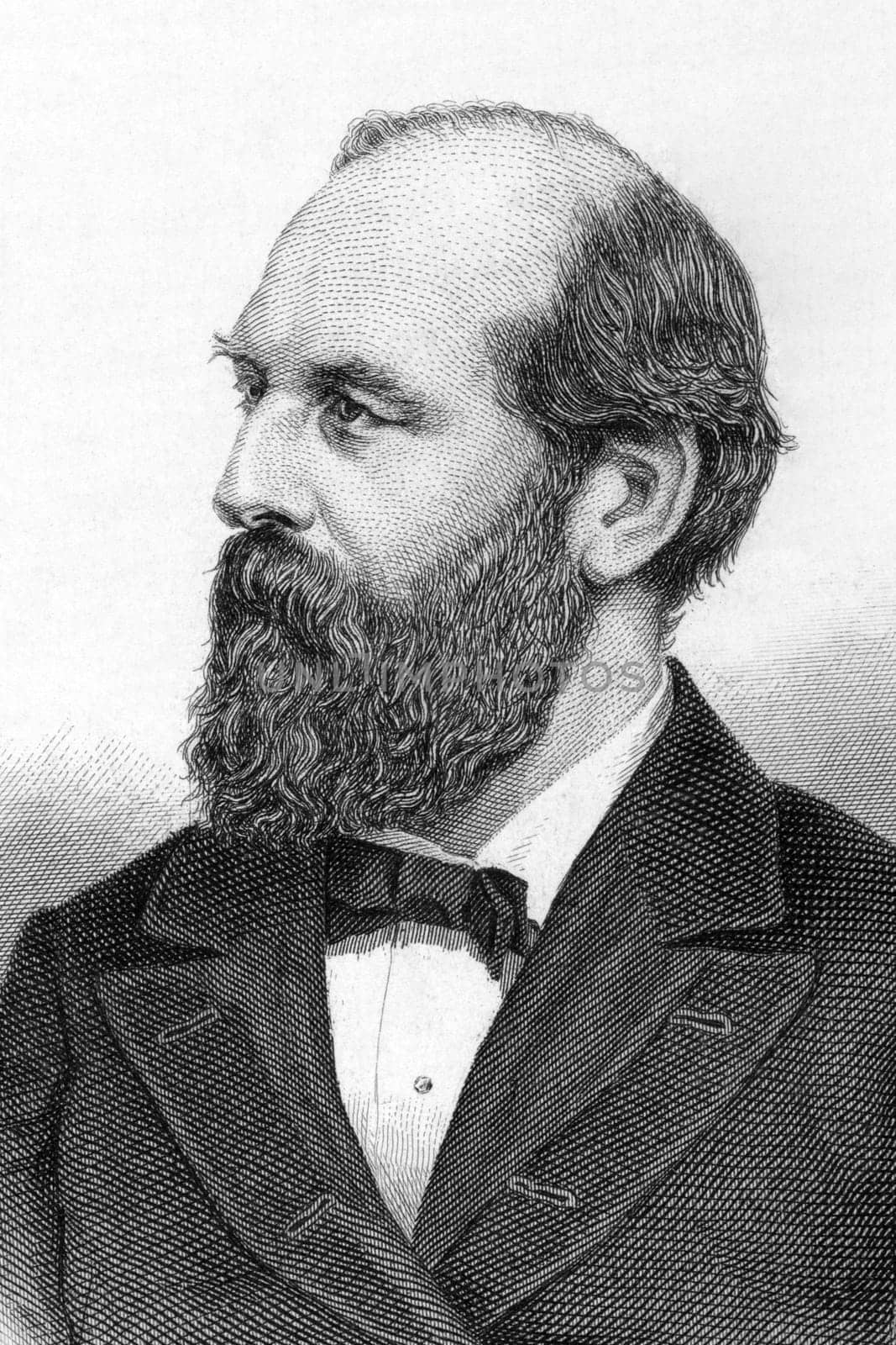 James Abram Garfield (1831-1881) on engraving from 1800s. 20th President of the United States.